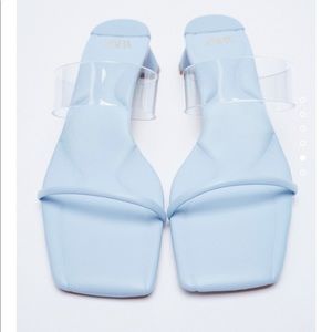 Zara Light Blue Heels with Clear Strap